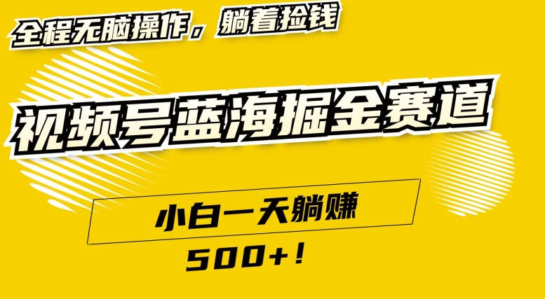 视频号蓝海小众赛道，小白一天躺赚500+，全程无脑操作，保姆式教学-沐颜网创资源
