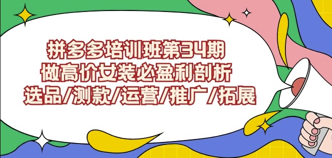 拼多多培训班第34期：做高价女装必盈利剖析选品/测款/运营/推广/拓展-沐颜网创资源