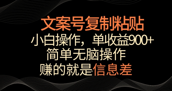 文案号掘金，简单复制粘贴，小白操作，单作品收益900+【揭秘】-沐颜网创资源