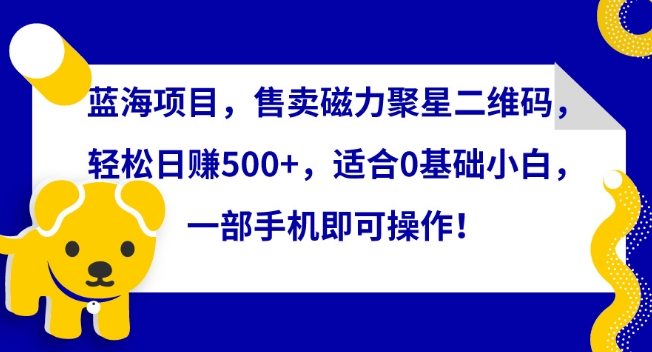 蓝海项目，售卖磁力聚星二维码，轻松日赚500+，适合0基础小白，一部手机即可操作【揭秘】-沐颜网创资源