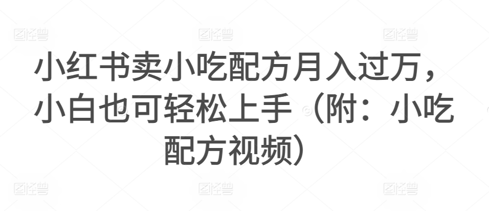 小红书卖小吃配方月入过万，小白也可轻松上手-沐颜网创资源