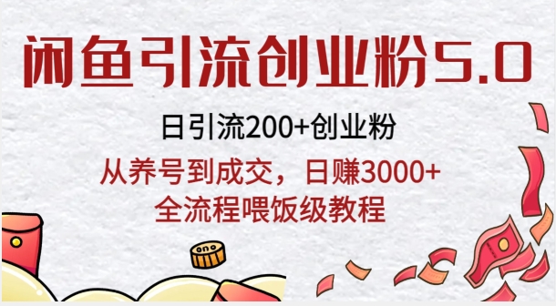 闲鱼引流创业粉5.0技术，日引200+创业粉，从养号到成交，日赚3000+全流程喂饭级教程-沐颜网创资源