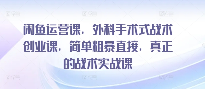 闲鱼运营课，外科手术式战术创业课，简单粗暴直接，真正的战术实战课-沐颜网创资源