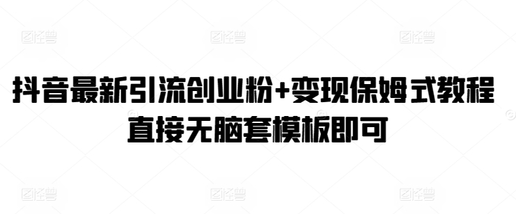 抖音最新引流创业粉+变现保姆式教程 直接无脑套模板即可-沐颜网创资源