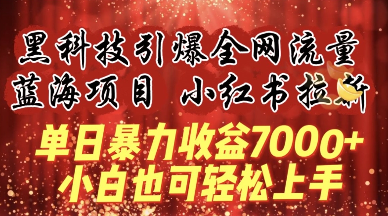 蓝海项目!黑科技引爆全网流量小红书拉新，单日暴力收益7000+，小白也能轻松上手【揭秘】-沐颜网创资源