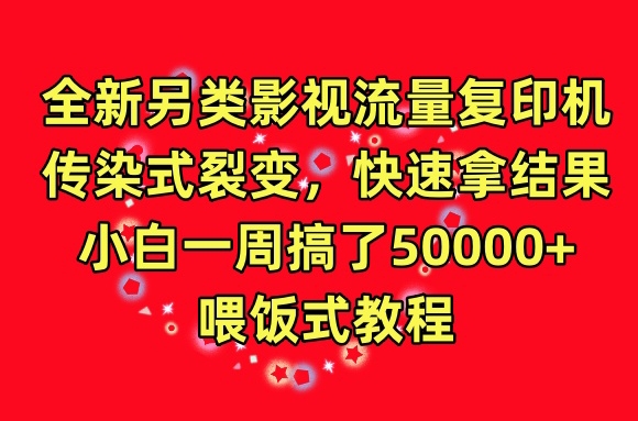 全新另类影视流量复印机，传染式裂变，快速拿结果，小白一周搞了50000+，喂饭式教程【揭秘】-沐颜网创资源