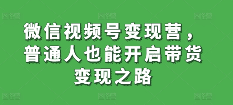 微信视频号变现营，普通人也能开启带货变现之路-沐颜网创资源