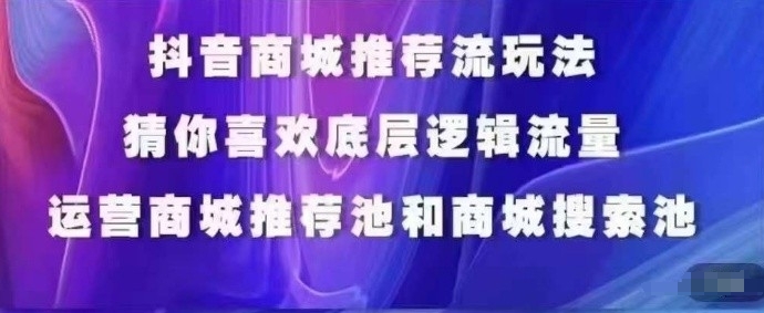 抖音商城运营课程，猜你喜欢入池商城搜索商城推荐人群标签覆盖-沐颜网创资源