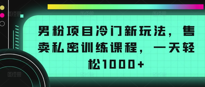 男粉项目冷门新玩法，售卖私密训练课程，一天轻松1000+【揭秘】-沐颜网创资源