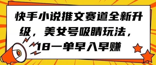 快手小说推文赛道全新升级，美女号吸睛玩法，18一单早入早赚-沐颜网创资源
