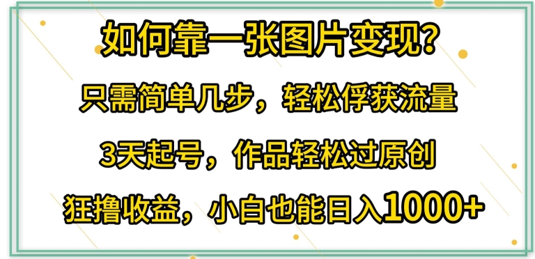 如何靠一张图片变现?只需简单几步，轻松俘获流量，3天起号，作品轻松过原创【揭秘】-沐颜网创资源