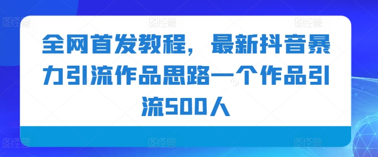 全网首发教程，最新抖音暴力引流作品思路一个作品引流500人-沐颜网创资源