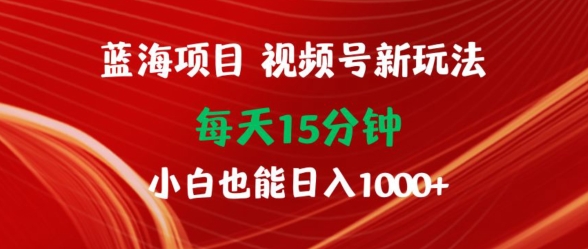 蓝海项目，视频号新玩法，每天15分钟，小白也能日入1000+-沐颜网创资源