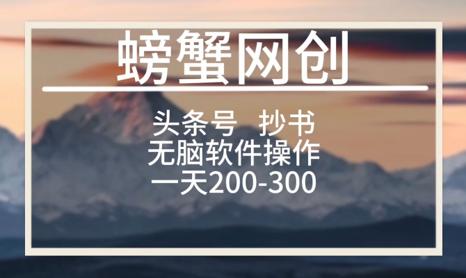 头条号新玩法，用软件抄书，无脑操作，一天搞个两三张-沐颜网创资源