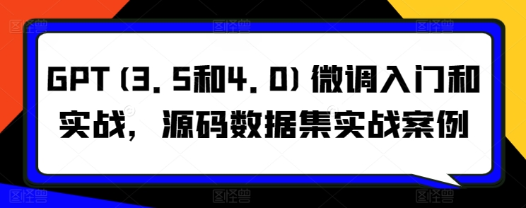 GPT(3.5和4.0)微调入门和实战，源码数据集实战案例-沐颜网创资源