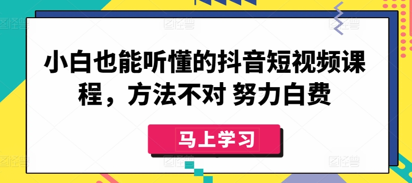小白也能听懂的抖音短视频课程，方法不对 努力白费-沐颜网创资源