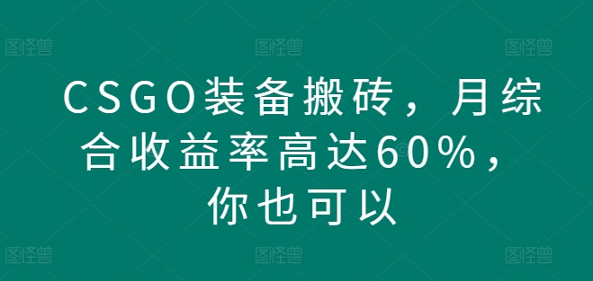 CSGO装备搬砖，月综合收益率高达60%，你也可以-沐颜网创资源