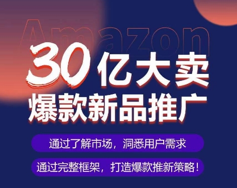 亚马逊·30亿大卖爆款新品推广，可复制、全程案例实操的爆款推新SOP-沐颜网创资源