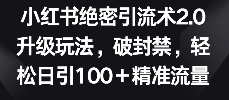 小红书绝密引流术2.0升级玩法，破封禁，轻松日引100+精准流量【揭秘】-沐颜网创资源