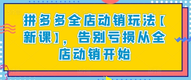 拼多多全店动销玩法【新课】，告别亏损从全店动销开始-沐颜网创资源