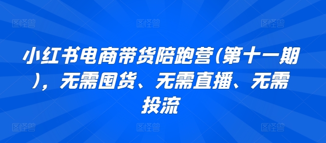 小红书电商带货陪跑营(第十一期)，无需囤货、无需直播、无需投流-沐颜网创资源