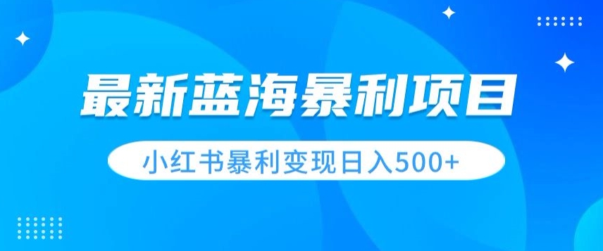 最新暴利蓝海项目，小红书图文变现，轻松实现日收益500+-沐颜网创资源