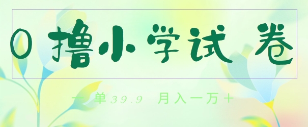 全网独家蓝海冷门项目，0撸小学试卷，一单39.9.小白可做，简单无脑月入一万的好项目-沐颜网创资源