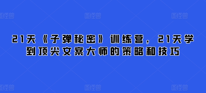 21天《子弹秘密》夏令营，21天学习到顶尖文案高手的思路与技巧-沐颜网创资源