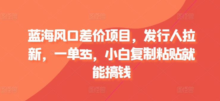 蓝海风口价格差新项目，外国投资者引流，一单35，新手拷贝就可弄钱-沐颜网创资源