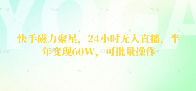 快手磁力聚星，24钟头无人直播，大半年转现60W，可批量处理-沐颜网创资源