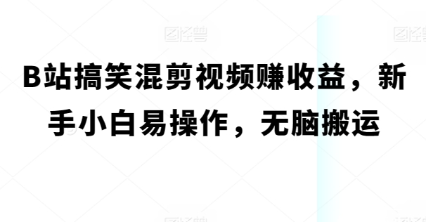 B站搞笑幽默混剪视频赚盈利，新手入门易上手，没脑子运送-沐颜网创资源