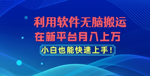 利用软件无脑搬运，在新平台月入上万，小白也能快速上手-沐颜网创资源