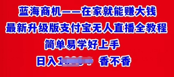 在家也能挣大钱全新全新升级支付宝钱包无人直播全实例教程，简单易学的好上手-沐颜网创资源