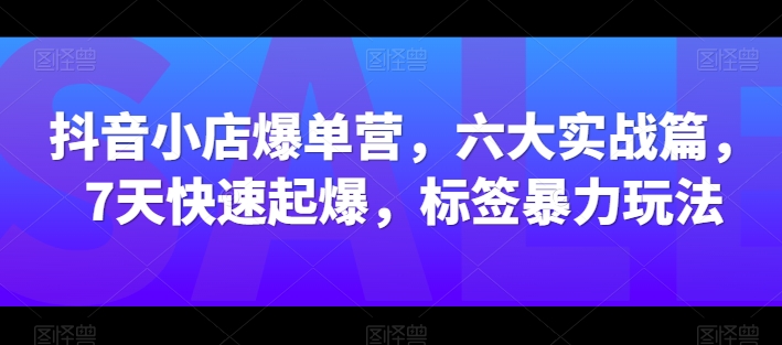 抖店打造爆款营，六大实战篇，7天迅速爆款，标识暴力行为游戏玩法-沐颜网创资源