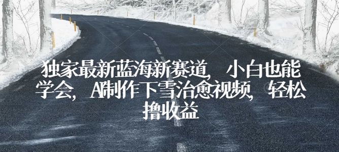 独家代理全新瀚海新生态，新手也可以懂得，AI制做降雪痊愈短视频，轻轻松松撸盈利【揭密】-沐颜网创资源