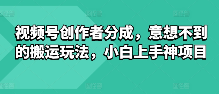 微信视频号原创者分为，出乎意料的运送游戏玩法，小白上手神新项目-沐颜网创资源