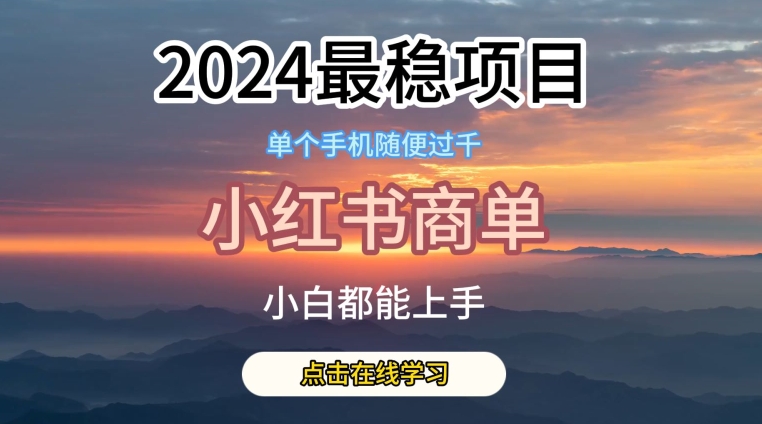 2024比较稳定蓝海项目，小红书的商单新项目，没有之一【揭密】-沐颜网创资源