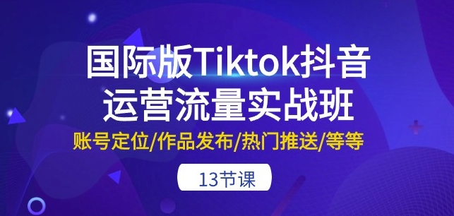 国际版Tiktok抖音运营流量实战班：账号定位/作品发布/热门推送/等等-13节-沐颜网创资源