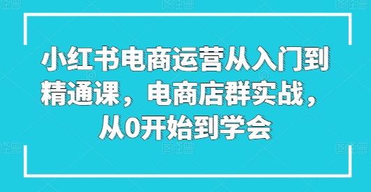 小红书电商经营实用教程课，电商店群实战演练，从0一直到懂得-沐颜网创资源