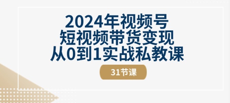 2024年视频号短视频带货变现从0到1实战私教课(31节视频课)-沐颜网创资源