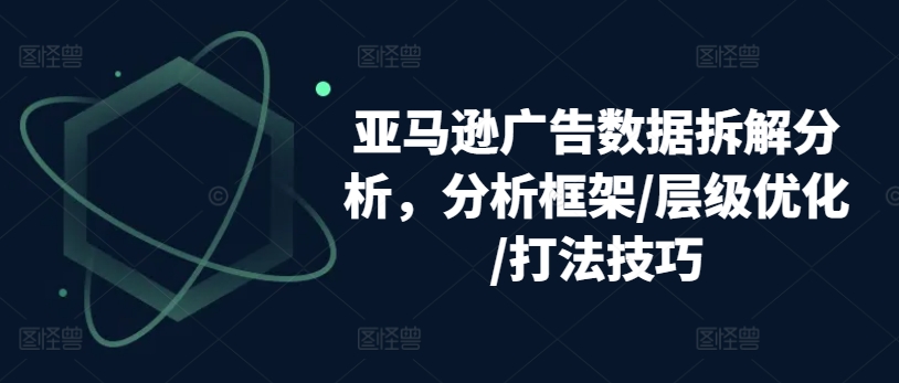 亚马逊广告数据信息拆卸剖析，研究框架/等级提升/玩法方法-沐颜网创资源