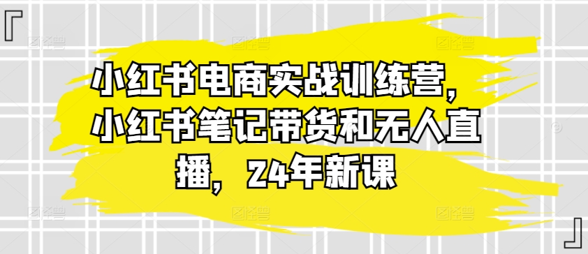 小红书电商实战演练夏令营，种草笔记卖货和无人直播，24年新授课-沐颜网创资源