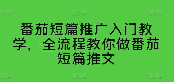 西红柿短篇小说营销推广新手入门课堂教学，全过程手把手带你西红柿短篇小说文章-沐颜网创资源