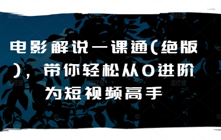影视解说一课通(稀有)，陪你轻轻松松从0升阶为短视频高手-沐颜网创资源