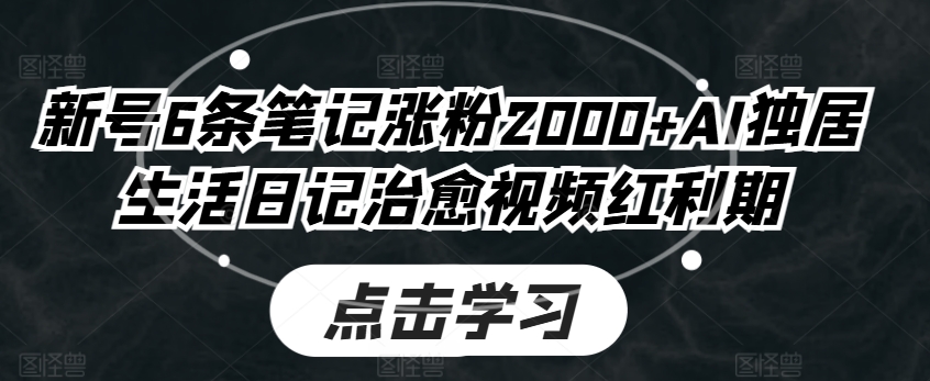 小号6条手记增粉2000 AI独自生活日记痊愈短视频风口期-中创网_分享中赚网创业资讯_最新网络项目资源-沐颜网创资源
