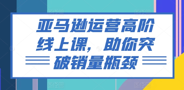 亚马逊运营高级线上课，帮助你提升销售量短板-沐颜网创资源
