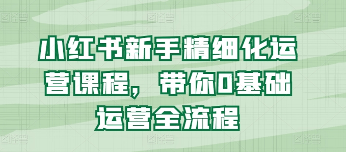 小红书的初学者精细化营销课程内容，陪你0基础运营全过程-沐颜网创资源