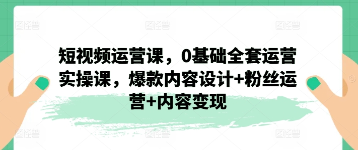自媒体运营课，0基本整套经营实操课，爆品设计思路 粉丝营销 内容变现-沐颜网创资源