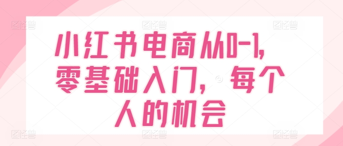 小红书电商从0-1，零基础入门，每一个人机遇-沐颜网创资源