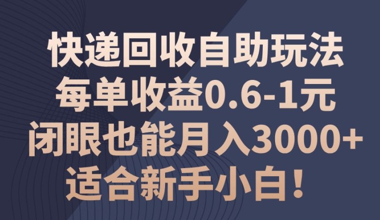 快递回收自助式游戏玩法，每一单盈利0.6-1元，闭上眼也可以月入3000 !适宜新手入门!-沐颜网创资源